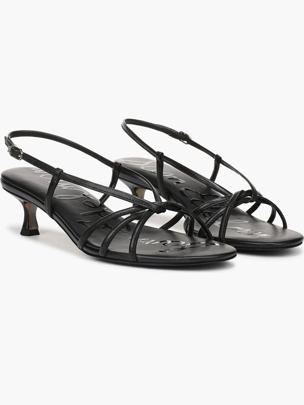 Sam Edelman Black Strappy Slingback Kitten Heel Sandals